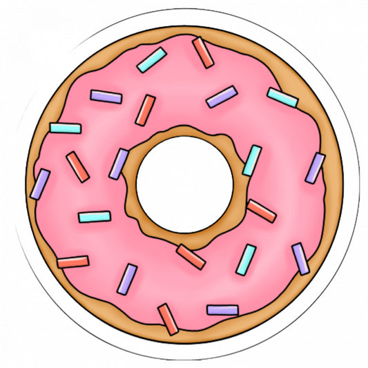 Set 5 bucati, Sticker decorativ, Gogoasa Donut aroma cirese, Rezistent la apa, NO9461, 6 cm, Multicolor