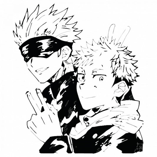 Set 5 bucati, Sticker decorativ, Gojo si Itadori Jujutsu Kaisen, Rezistent la apa, NO9477, 6 cm, Multicolor