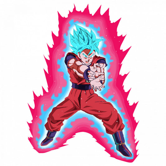 Set 5 bucati, Sticker decorativ, Goku Super Saiyan Blue Dragon Ball, Rezistent la apa, NO9480, 6 cm, Multicolor