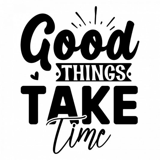 Set 5 bucati, Sticker decorativ, Good things take time, Rezistent la apa, NO9488, 6 cm, Multicolor