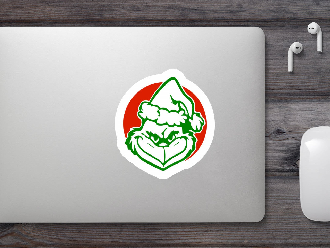 Set 5 bucati, Sticker decorativ, Grinch asteapta sa-ti faca craciunul praf, Rezistent la apa, NO9506, 6 cm, Multicolor