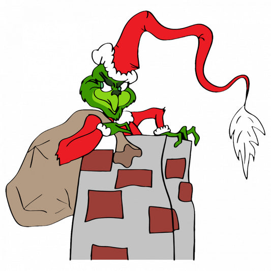 Set 5 bucati, Sticker decorativ, Grinch intra pe horn, Rezistent la apa, NO9513, 6 cm, Multicolor