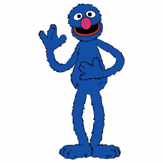 Set 5 bucati, Sticker decorativ, Grover Sesame Street iti face cu mana, Rezistent la apa, NO9526, 6 cm, Multicolor