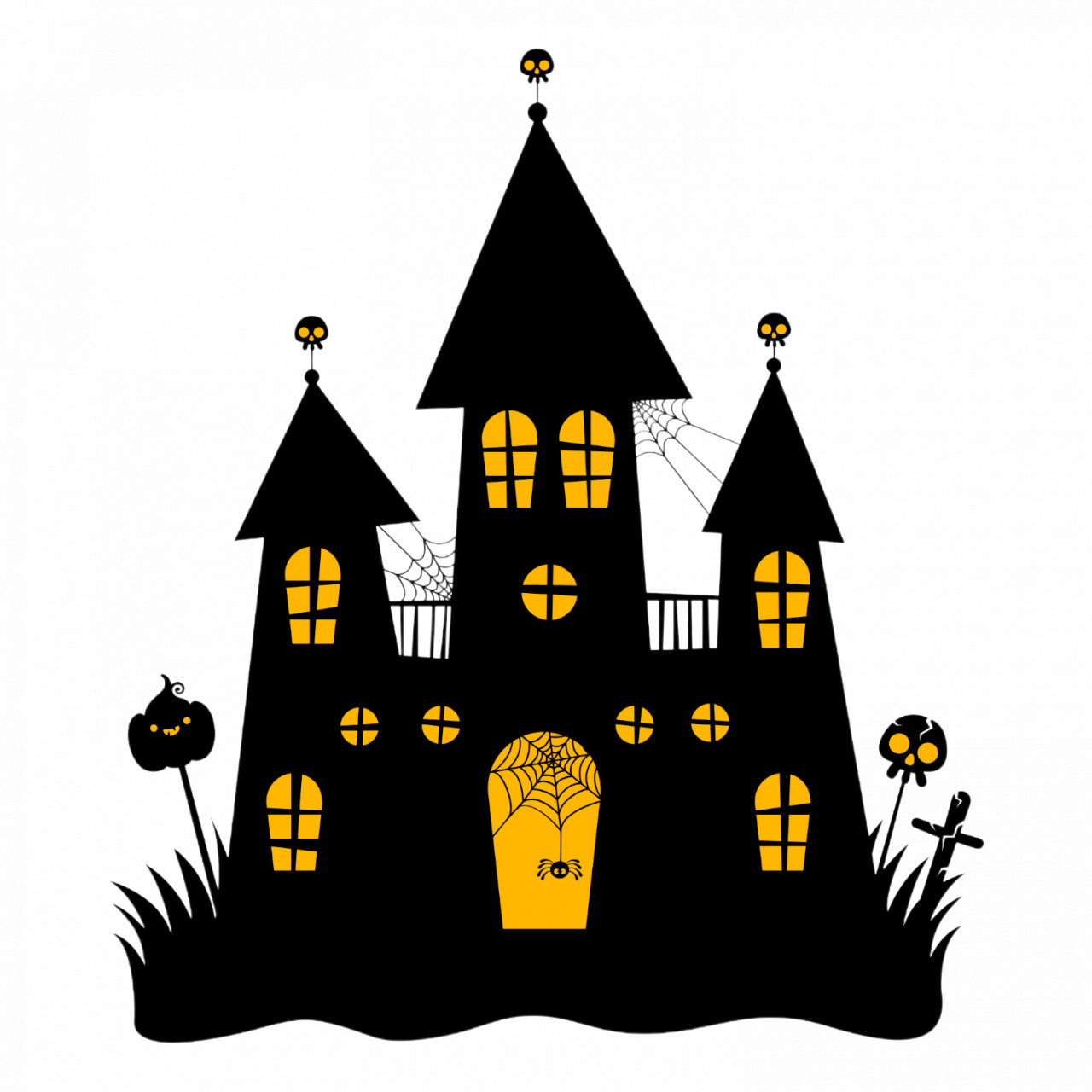 Set 5 bucati, Sticker decorativ, Halloween Castel, Rezistent la apa, NO9546, 6 cm, Multicolor