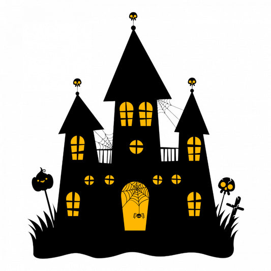Set 5 bucati, Sticker decorativ, Halloween Castel, Rezistent la apa, NO9546, 6 cm, Multicolor