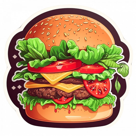 Set 5 bucati, Sticker decorativ, Hamburger, Rezistent la apa, NO9554, 6 cm, Multicolor
