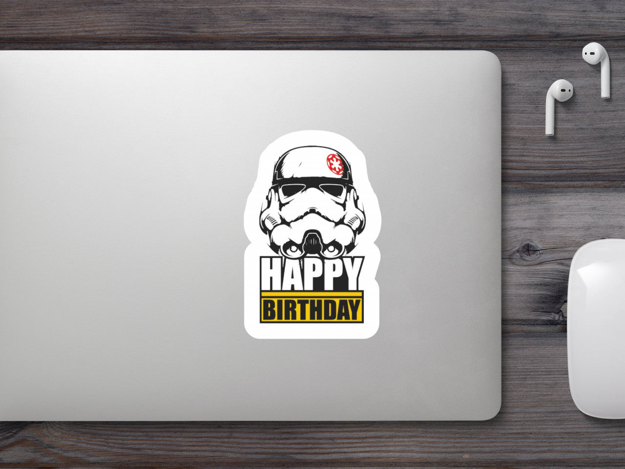 Set 5 bucati, Sticker decorativ, Happy Birthday Star Wars, Rezistent la apa, NO9557, 6 cm, Multicolor
