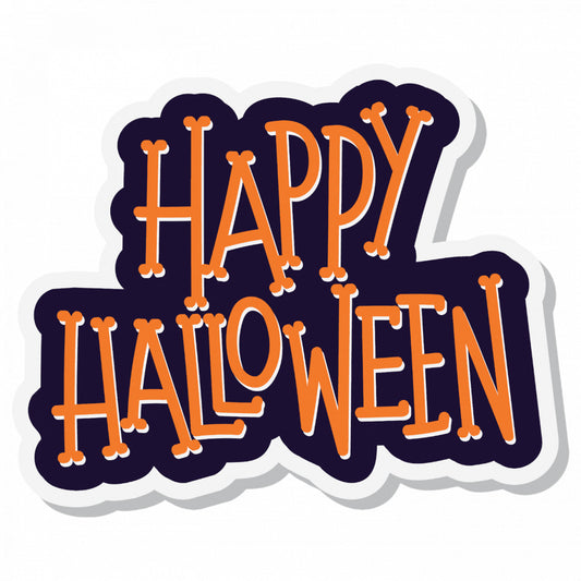 Set 5 bucati, Sticker decorativ, Happy Halloween logo, Rezistent la apa, NO9560, 6 cm, Multicolor
