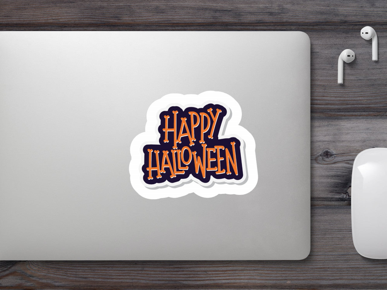 Set 5 bucati, Sticker decorativ, Happy Halloween logo, Rezistent la apa, NO9560, 6 cm, Multicolor