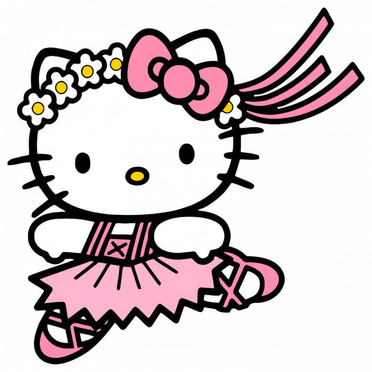 Set 5 bucati, Sticker decorativ, Hello Kitty balerina, Rezistent la apa, NO9604, 6 cm, Multicolor