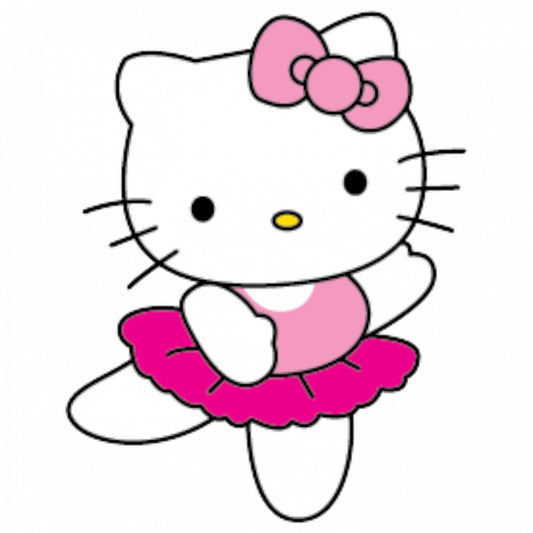 Set 5 bucati, Sticker decorativ, Hello Kitty dansand, Rezistent la apa, NO9624, 6 cm, Multicolor
