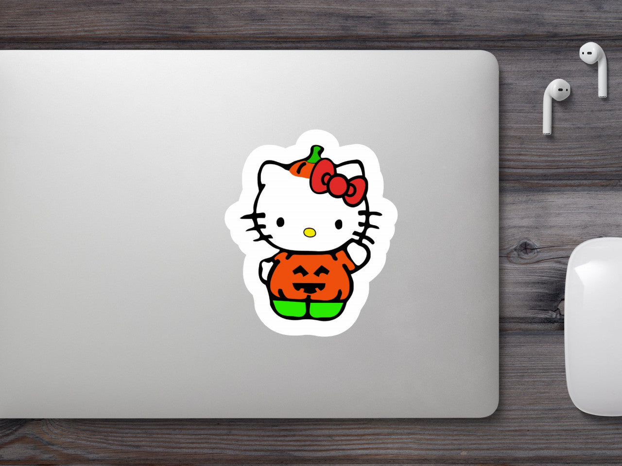 Set 5 bucati, Sticker decorativ, Hello Kitty de Helloween, Rezistent la apa, NO9625, 6 cm, Multicolor