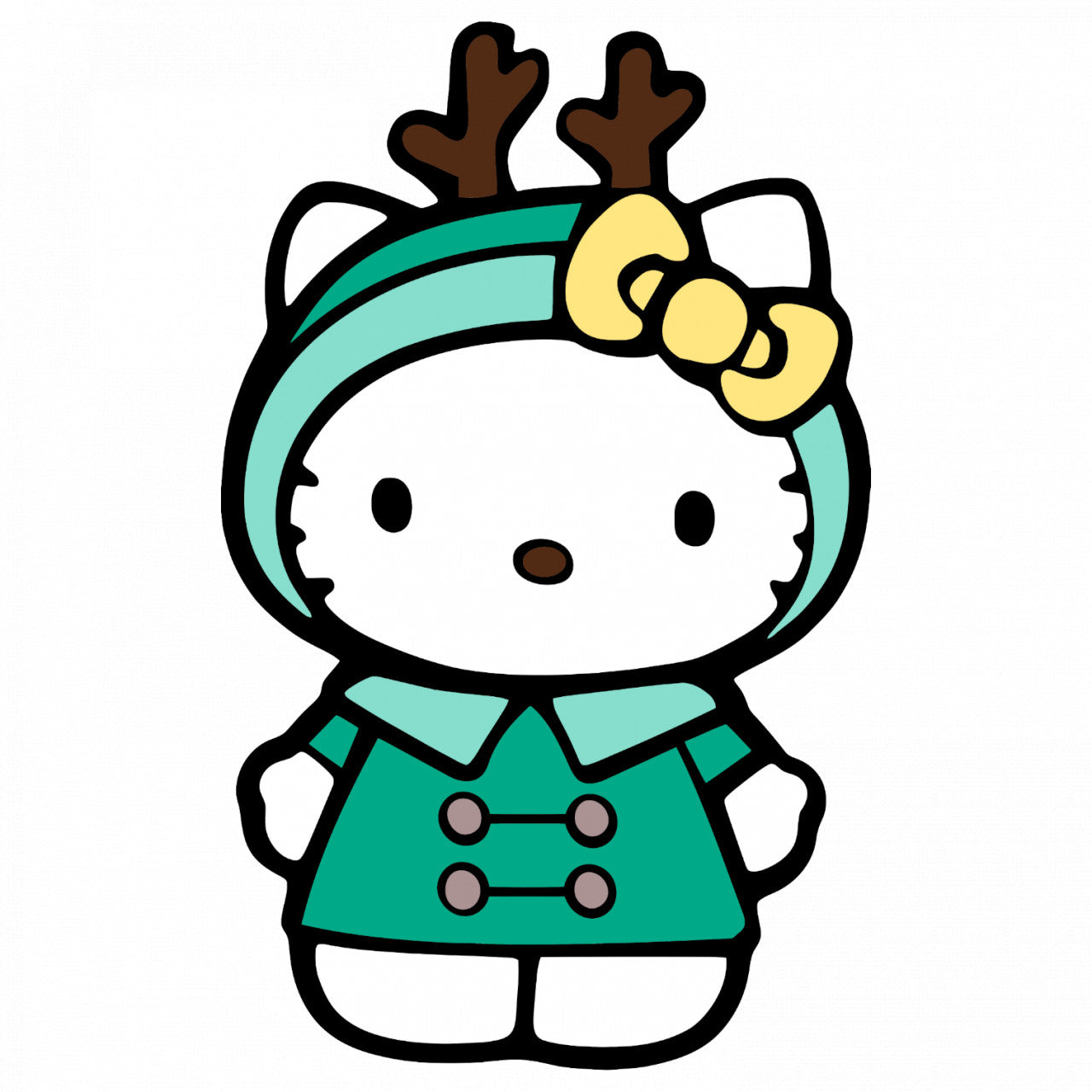 Set 5 bucati, Sticker decorativ, Hello Kitty iarna, Rezistent la apa, NO9634, 6 cm, Multicolor