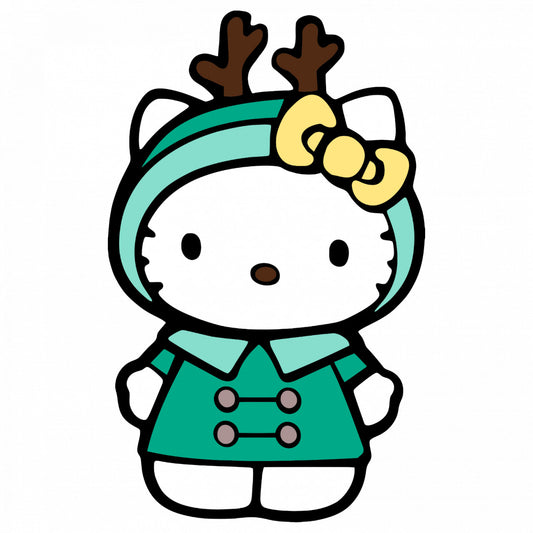 Set 5 bucati, Sticker decorativ, Hello Kitty iarna, Rezistent la apa, NO9634, 6 cm, Multicolor