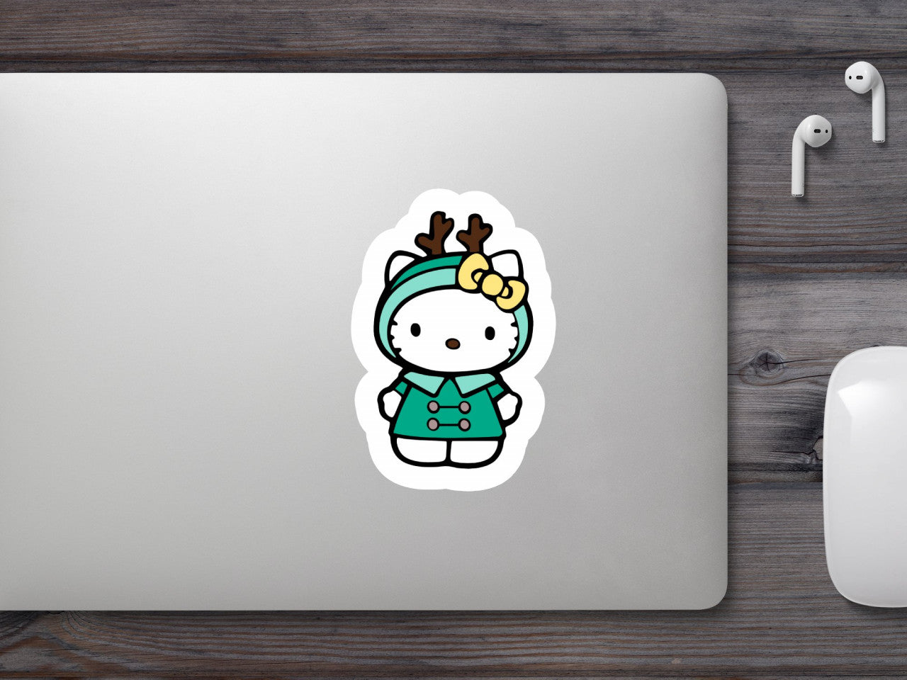 Set 5 bucati, Sticker decorativ, Hello Kitty iarna, Rezistent la apa, NO9634, 6 cm, Multicolor