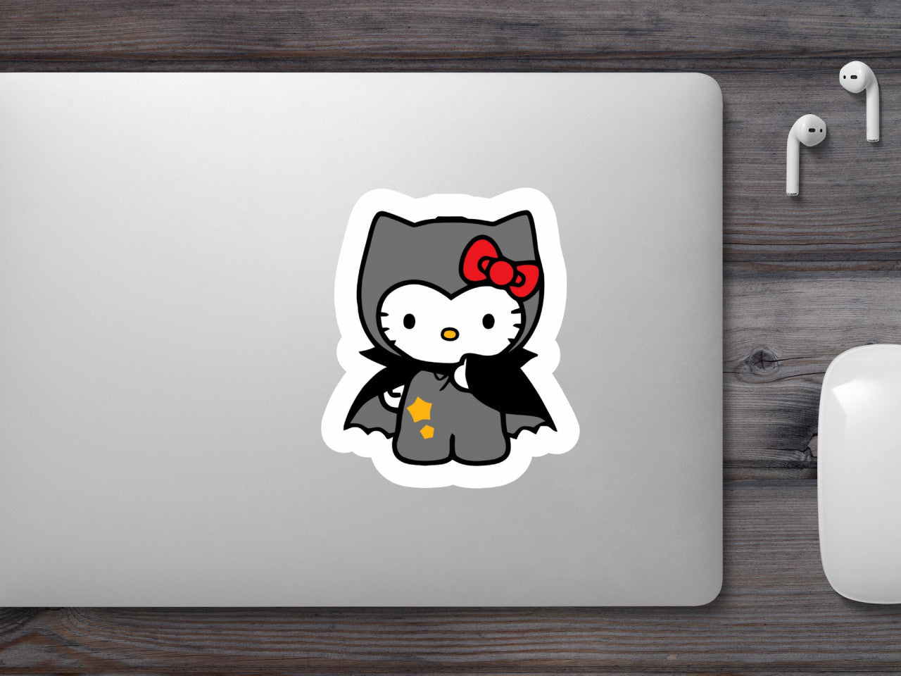 Set 5 bucati, Sticker decorativ, Hello Kitty vampir, Rezistent la apa, NO9651, 6 cm, Multicolor