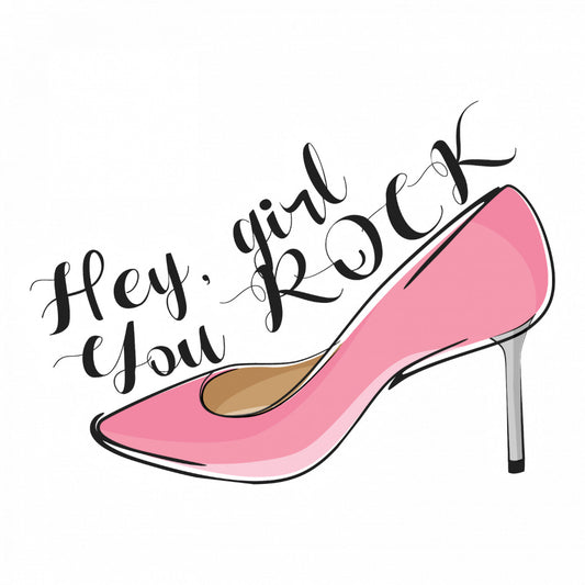 Set 5 bucati, Sticker decorativ, Hey girl you rock, Rezistent la apa, NO9659, 6 cm, Multicolor