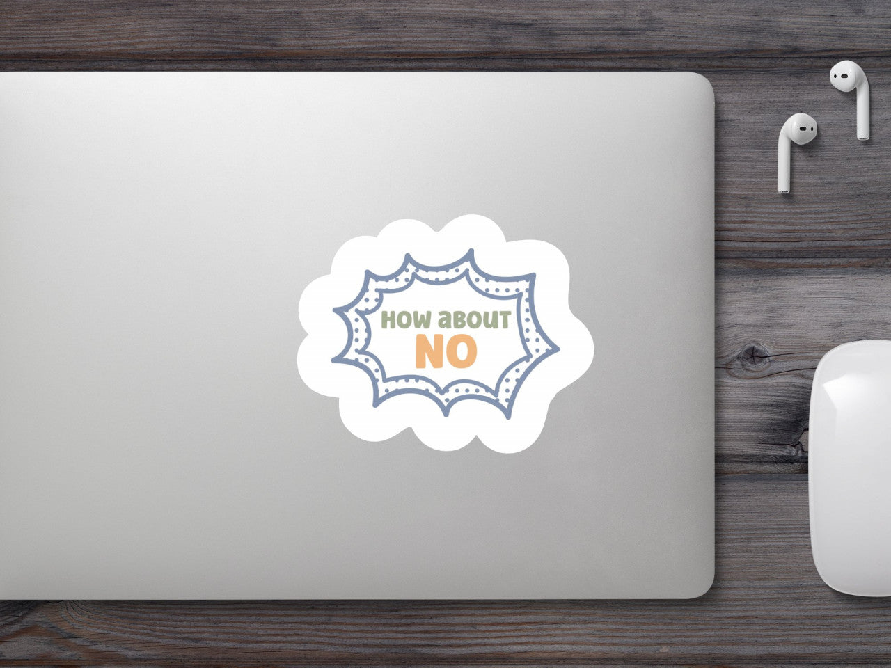 Set 5 bucati, Sticker decorativ, How about no, Rezistent la apa, NO9674, 6 cm, Multicolor