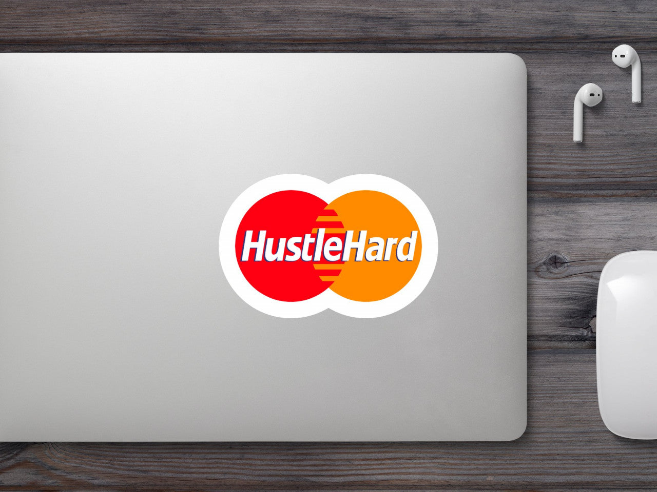 Set 5 bucati, Sticker decorativ, HUSTLE HARD, Rezistent la apa, NO9684, 6 cm, Multicolor