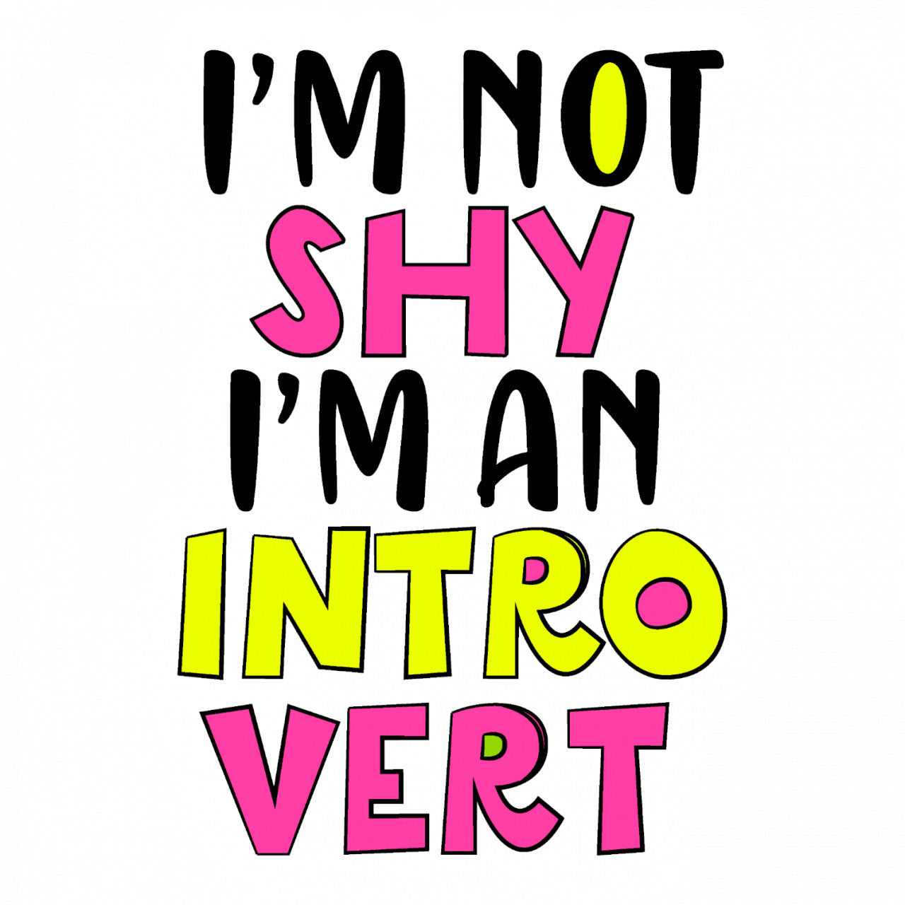 Set 5 bucati, Sticker decorativ, I'm not thy i'm an intro vert, Rezistent la apa, NO9707, 6 cm, Multicolor