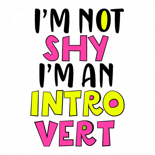 Set 5 bucati, Sticker decorativ, I'm not thy i'm an intro vert, Rezistent la apa, NO9707, 6 cm, Multicolor