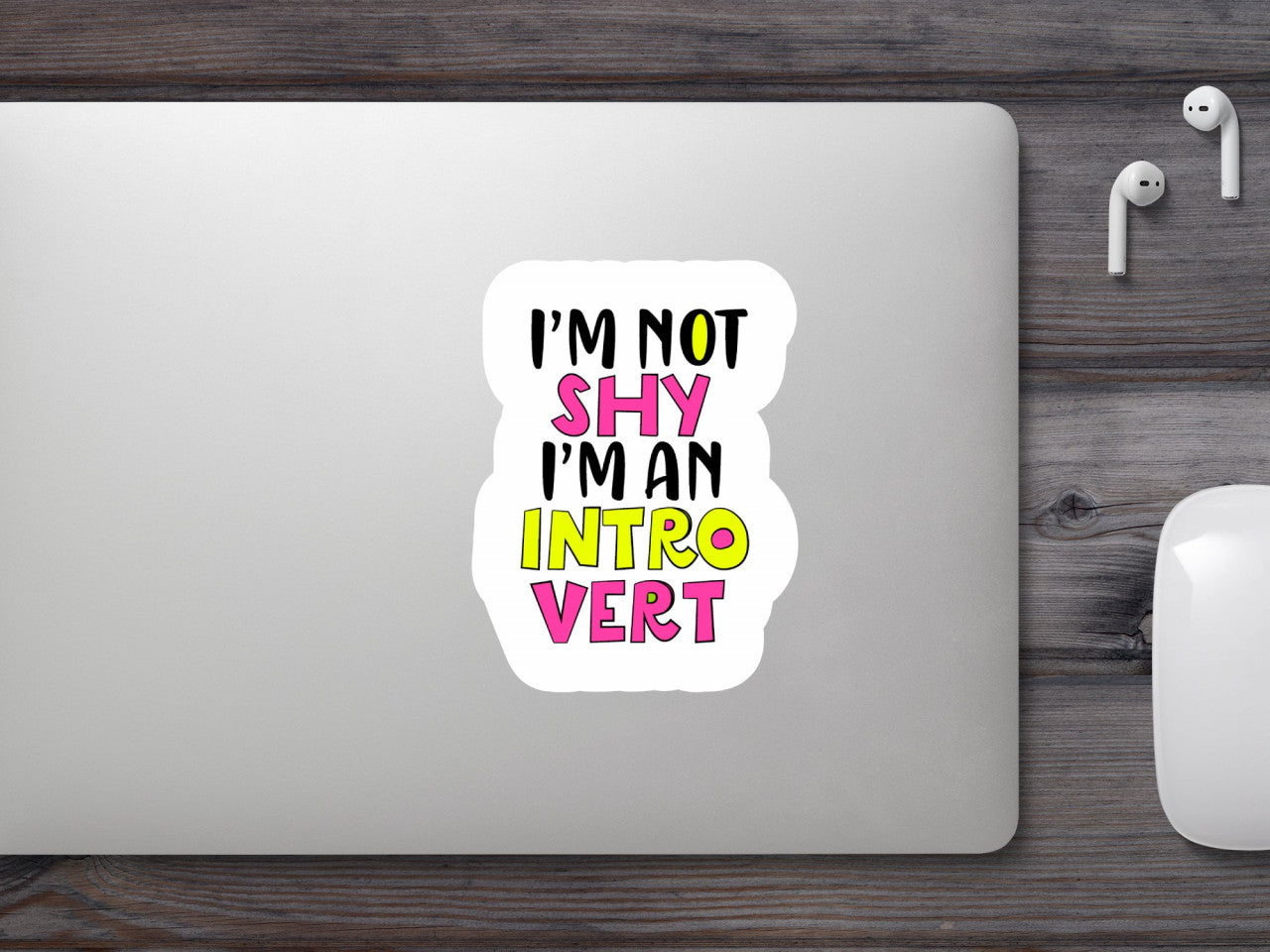 Set 5 bucati, Sticker decorativ, I'm not thy i'm an intro vert, Rezistent la apa, NO9707, 6 cm, Multicolor