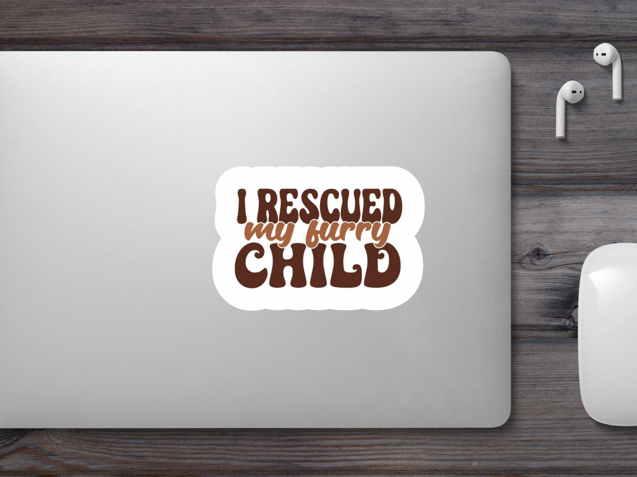 Set 5 bucati, Sticker decorativ, I rescued my furry child, Rezistent la apa, NO9695, 6 cm, Multicolor