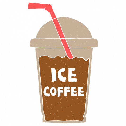 Set 5 bucati, Sticker decorativ, Ice coffee cu pai, Rezistent la apa, NO9710, 6 cm, Multicolor