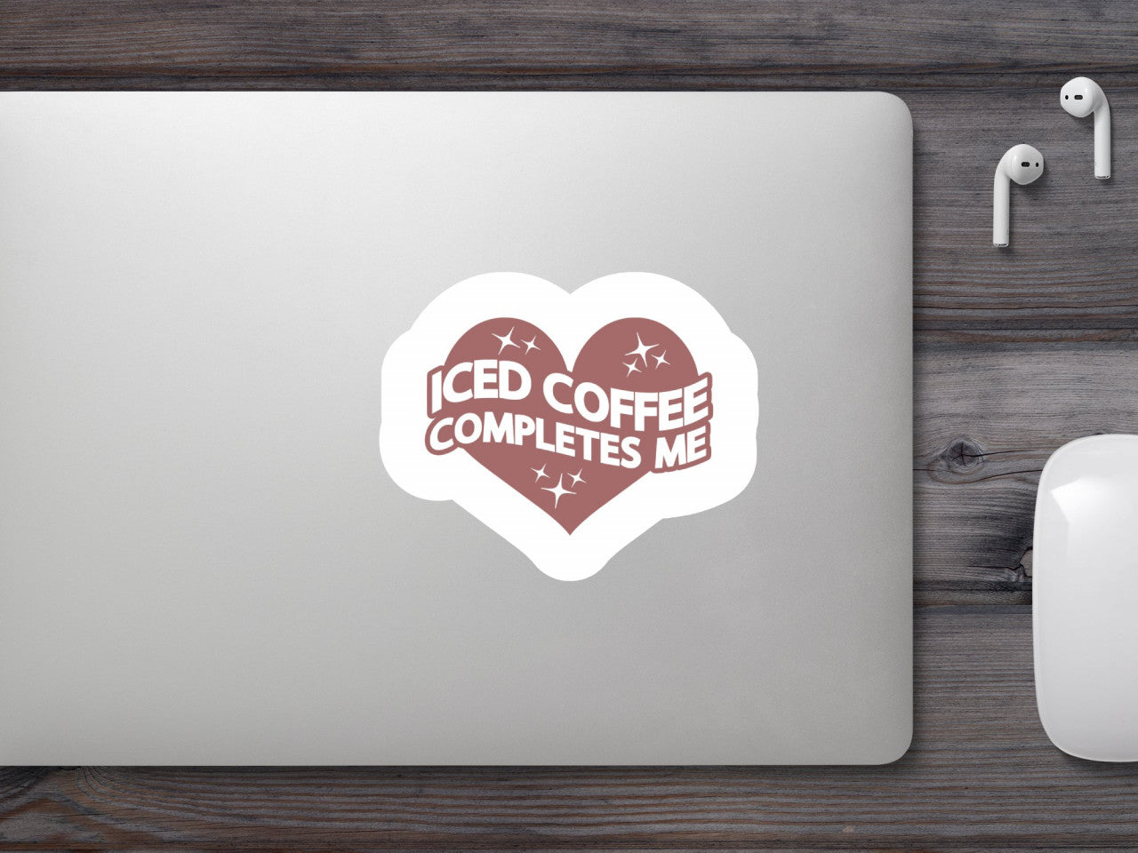Set 5 bucati, Sticker decorativ, Iced coffee completes me, Rezistent la apa, NO9714, 6 cm, Multicolor