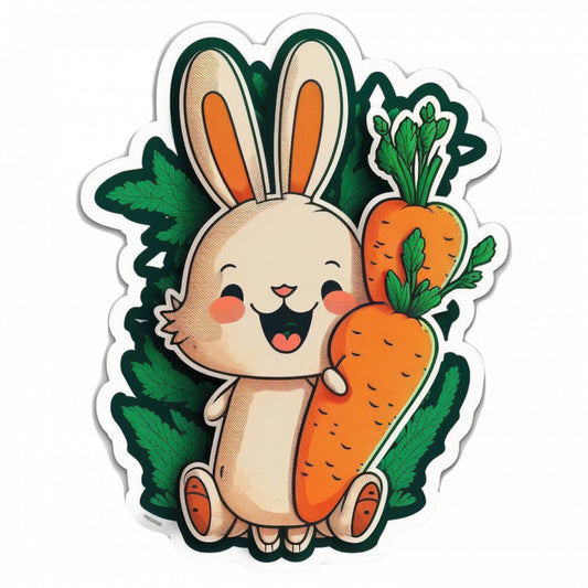 Set 5 bucati, Sticker decorativ, Iepuras cu morcov, Rezistent la apa, NO9724, 6 cm, Multicolor