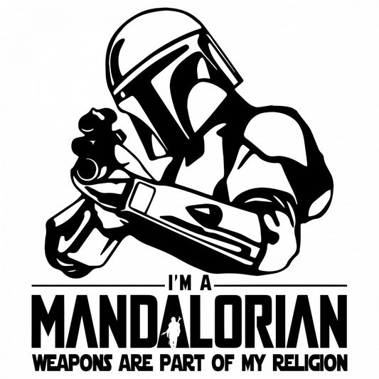 Set 5 bucati, Sticker decorativ, Im a Mandalorian weapons are part of my religion Star wars, Rezistent la apa, NO9734, 6 cm, Multicolor