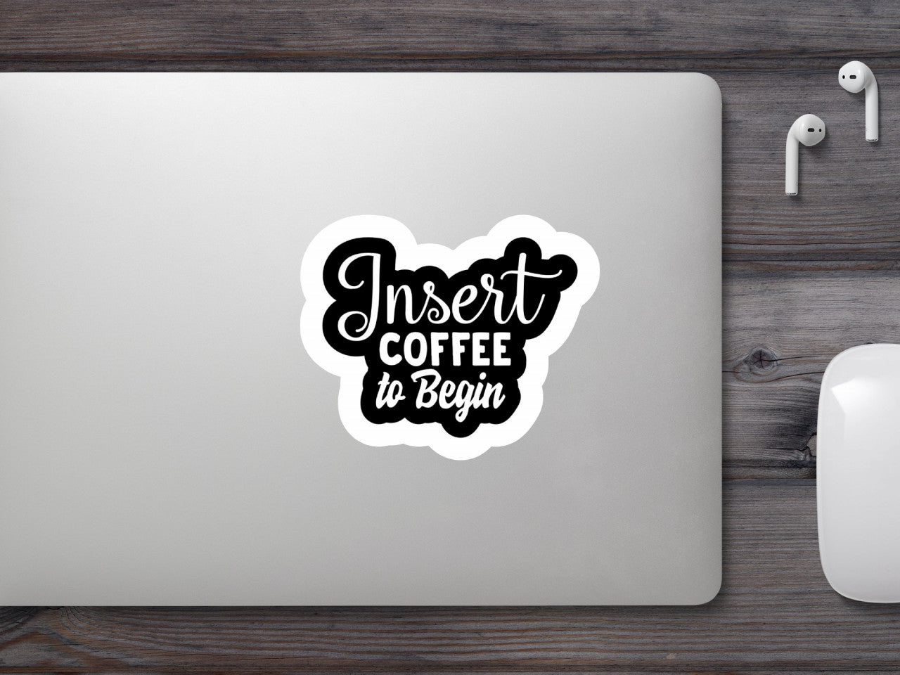 Set 5 bucati, Sticker decorativ, Insert coffee to begin, Rezistent la apa, NO9766, 6 cm, Multicolor