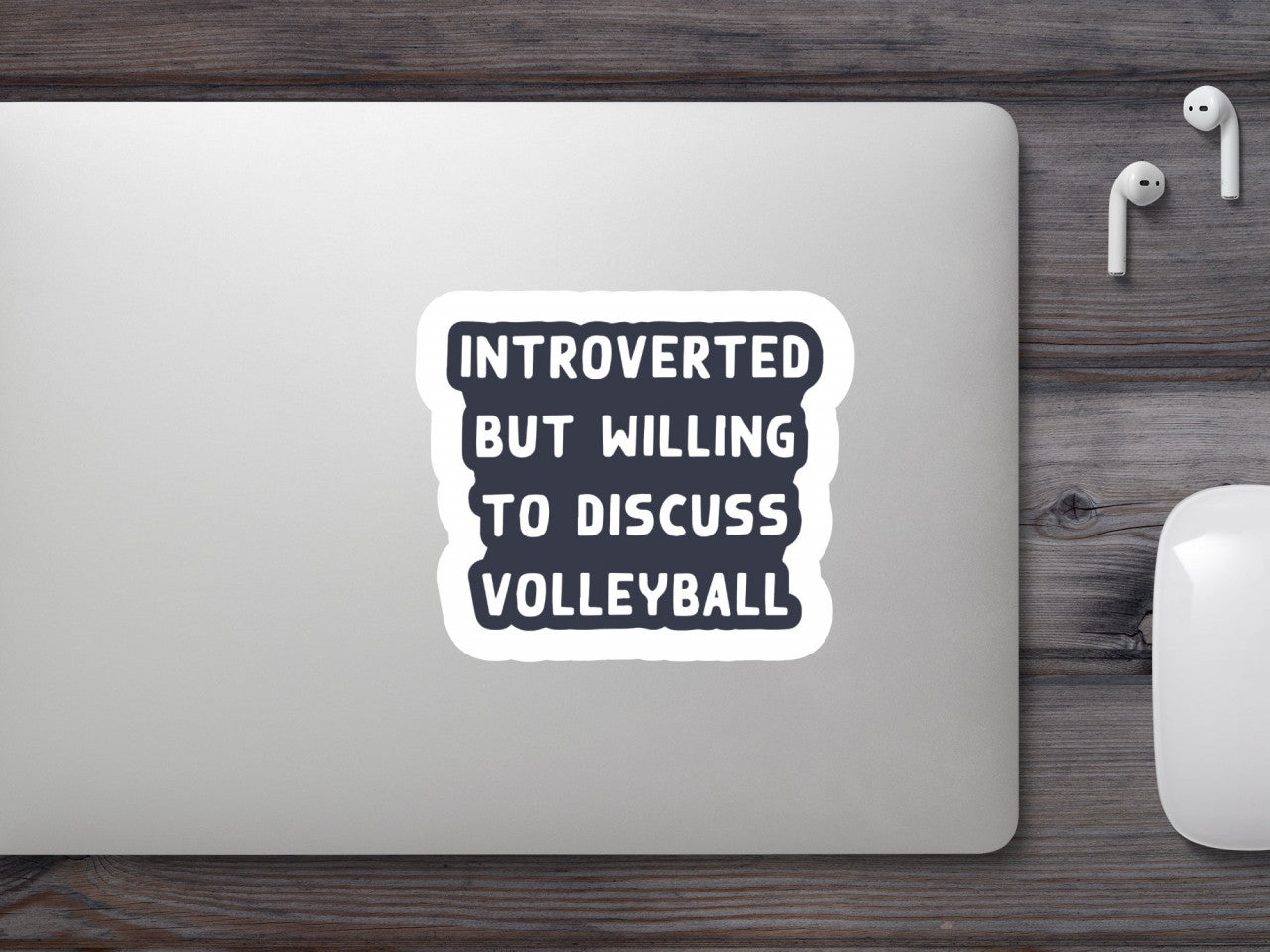 Set 5 bucati, Sticker decorativ, Introverted but willing to discuss volleyball, Rezistent la apa, NO9773, 6 cm, Multicolor
