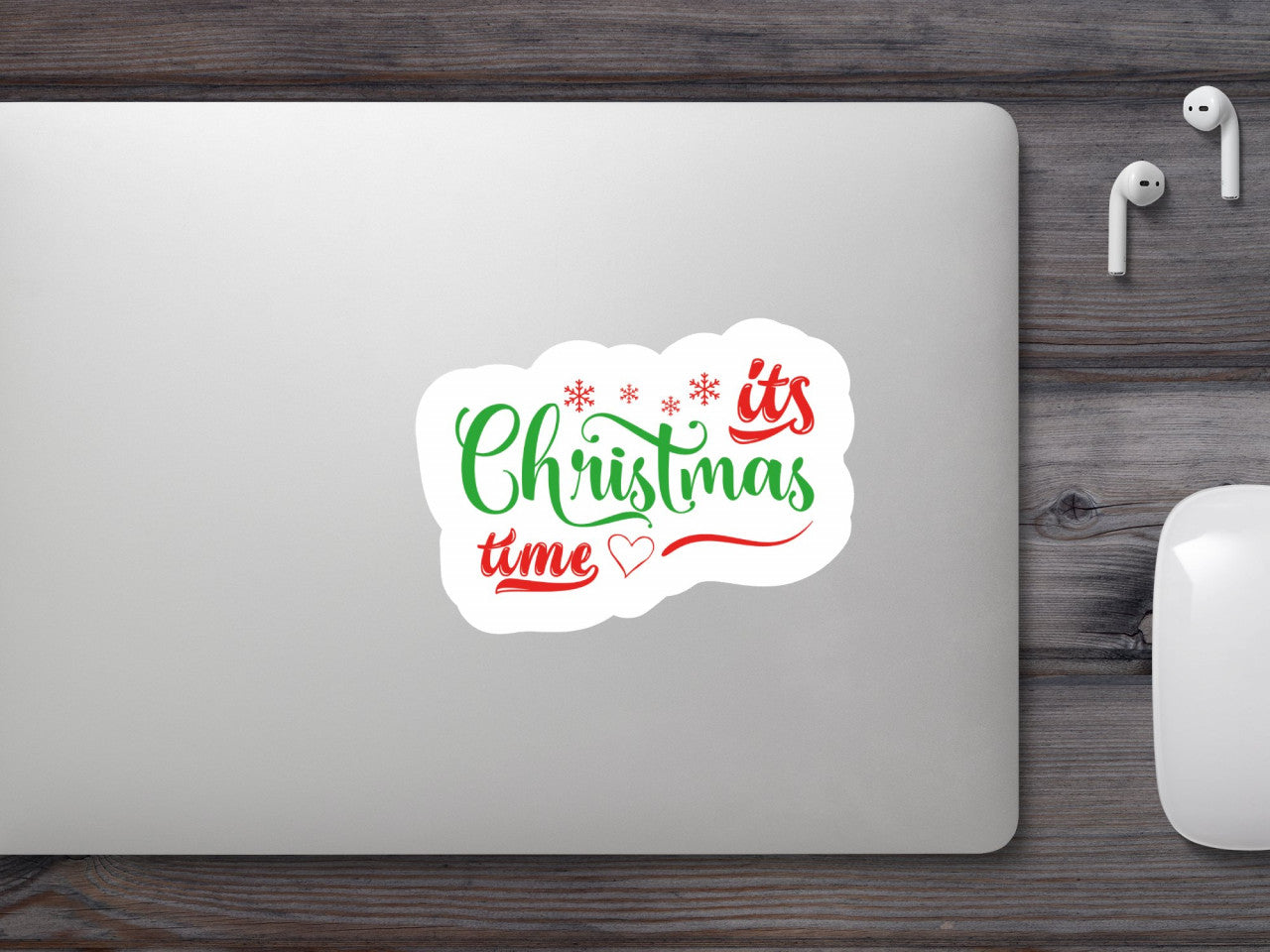 Set 5 bucati, Sticker decorativ, Its Christmas time, Rezistent la apa, NO9787, 6 cm, Multicolor