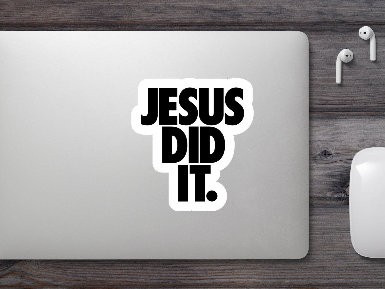 Set 5 bucati, Sticker decorativ, Jesus did it, Rezistent la apa, NO9799, 6 cm, Multicolor