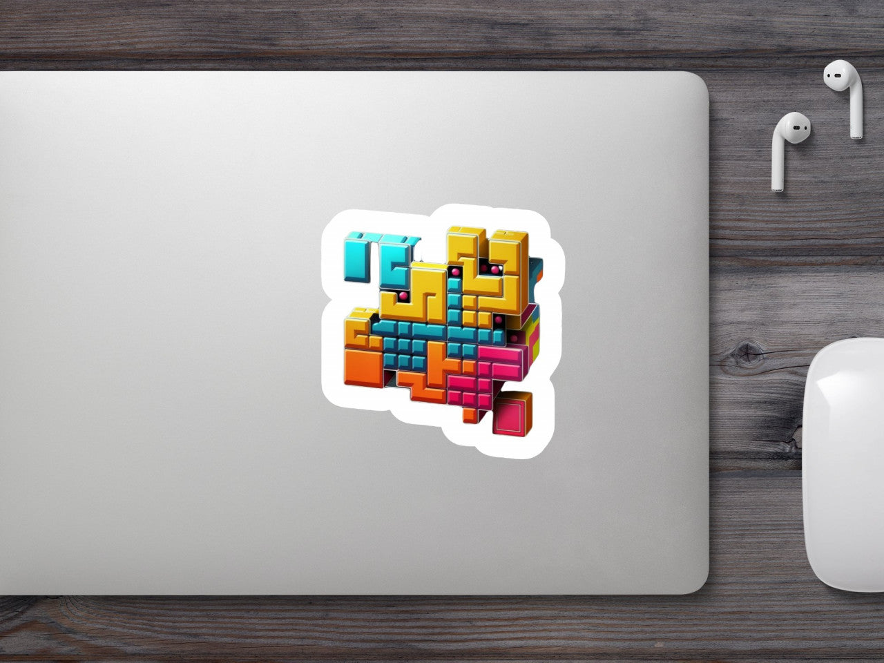 Set 5 bucati, Sticker decorativ, Joc Tetris 3d, Rezistent la apa, NO9804, 6 cm, Multicolor