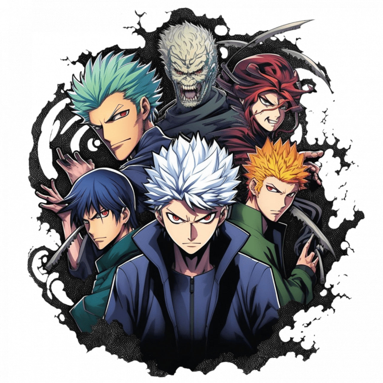 Set 5 bucati, Sticker decorativ, Jujutsu Kaisen, Rezistent la apa, NO9826, 6 cm, Multicolor