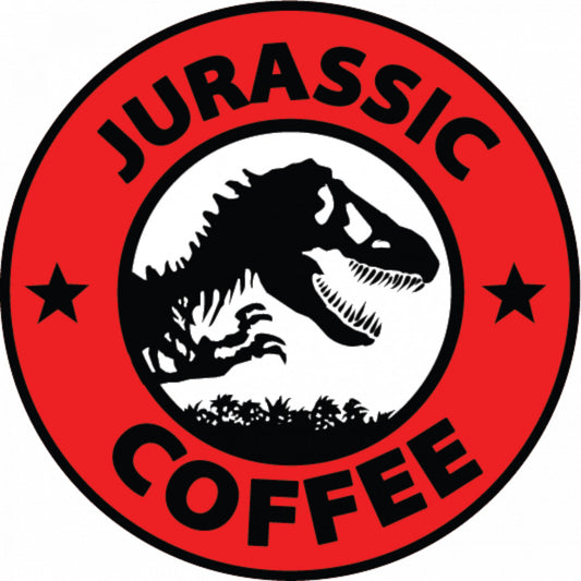Set 5 bucati, Sticker decorativ, Jurassic coffee, Rezistent la apa, NO9827, 6 cm, Multicolor