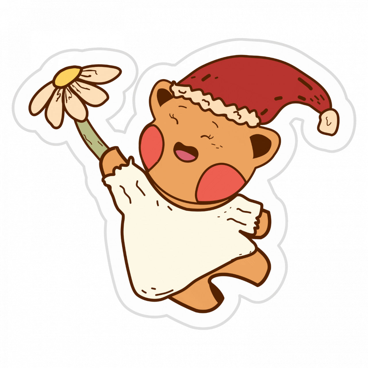 Set 5 bucati, Sticker decorativ, Kawaii bear cu papadie, Rezistent la apa, NO9838, 6 cm, Multicolor