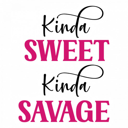 Set 5 bucati, Sticker decorativ, Kinda sweet kinda savage, Rezistent la apa, NO9843, 6 cm, Multicolor