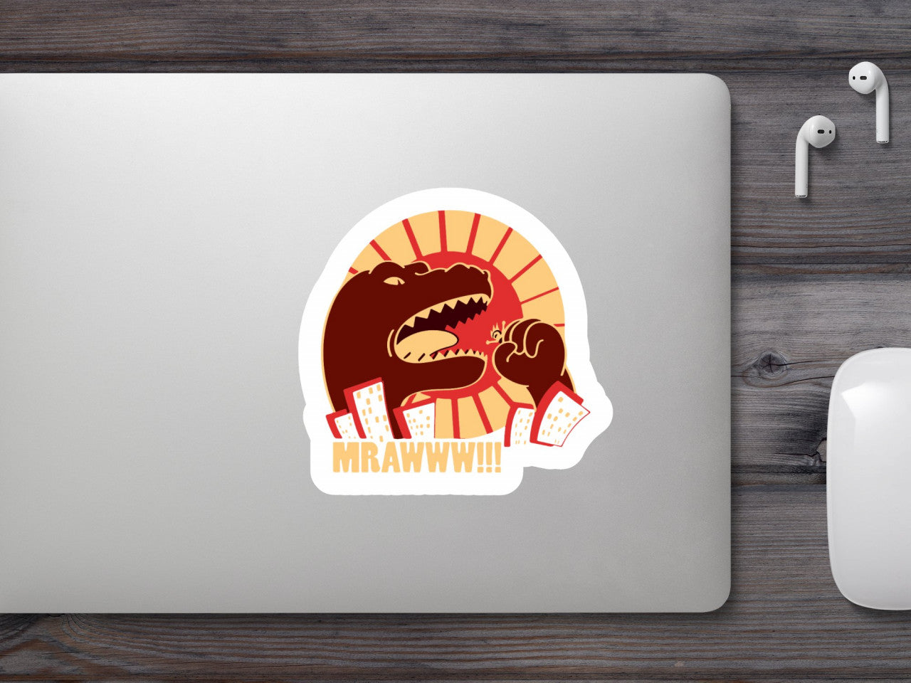 Set 5 bucati, Sticker decorativ, King of the Monsters Godzilla, Mrawww!!!, Rezistent la apa, NO9852, 6 cm, Multicolor