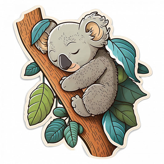 Set 5 bucati, Sticker decorativ, Koala in copac, Rezistent la apa, NO9862, 6 cm, Multicolor