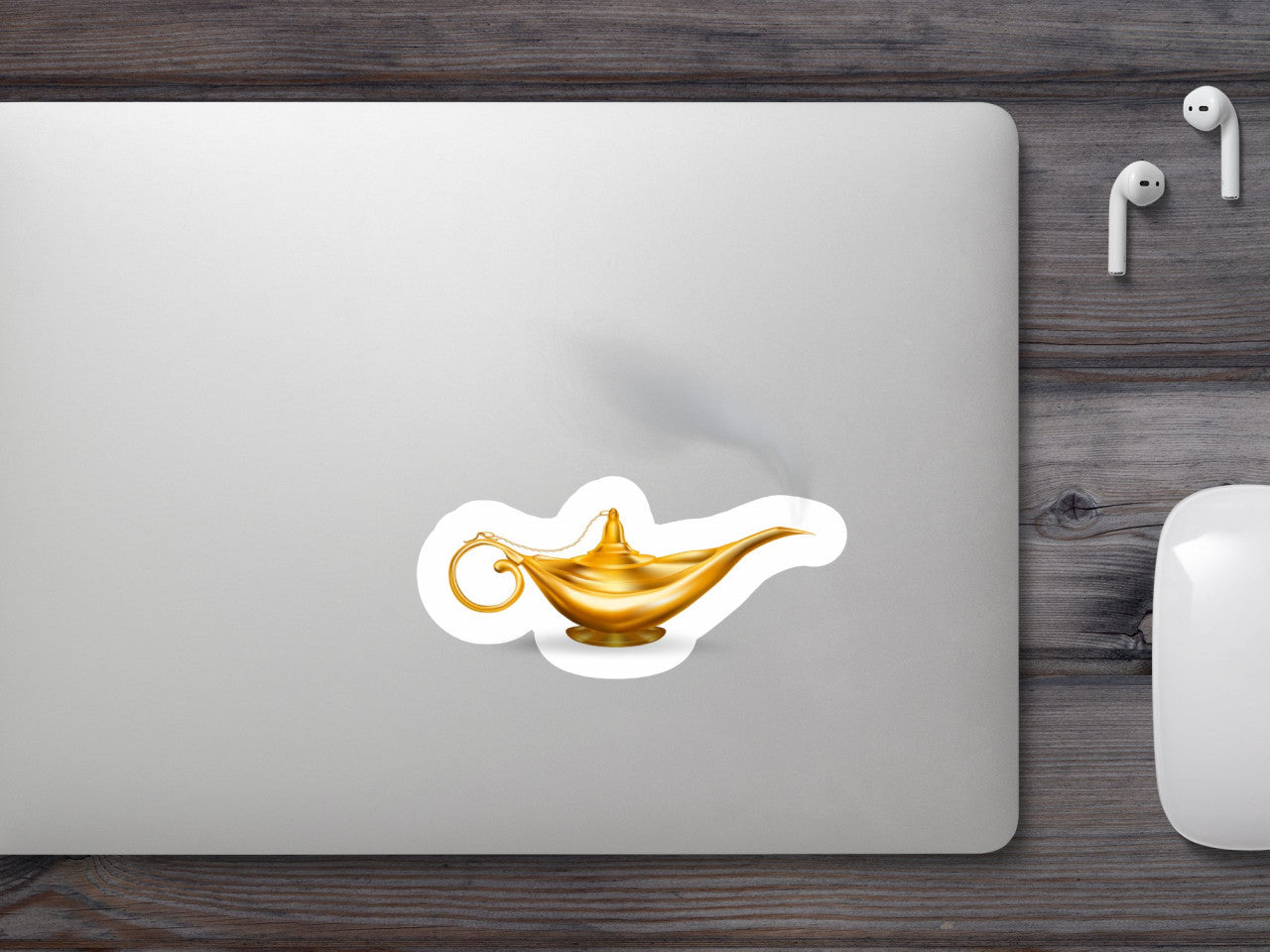 Set 5 bucati, Sticker decorativ, Lampa lui Aladdin, Rezistent la apa, NO9873, 6 cm, Multicolor