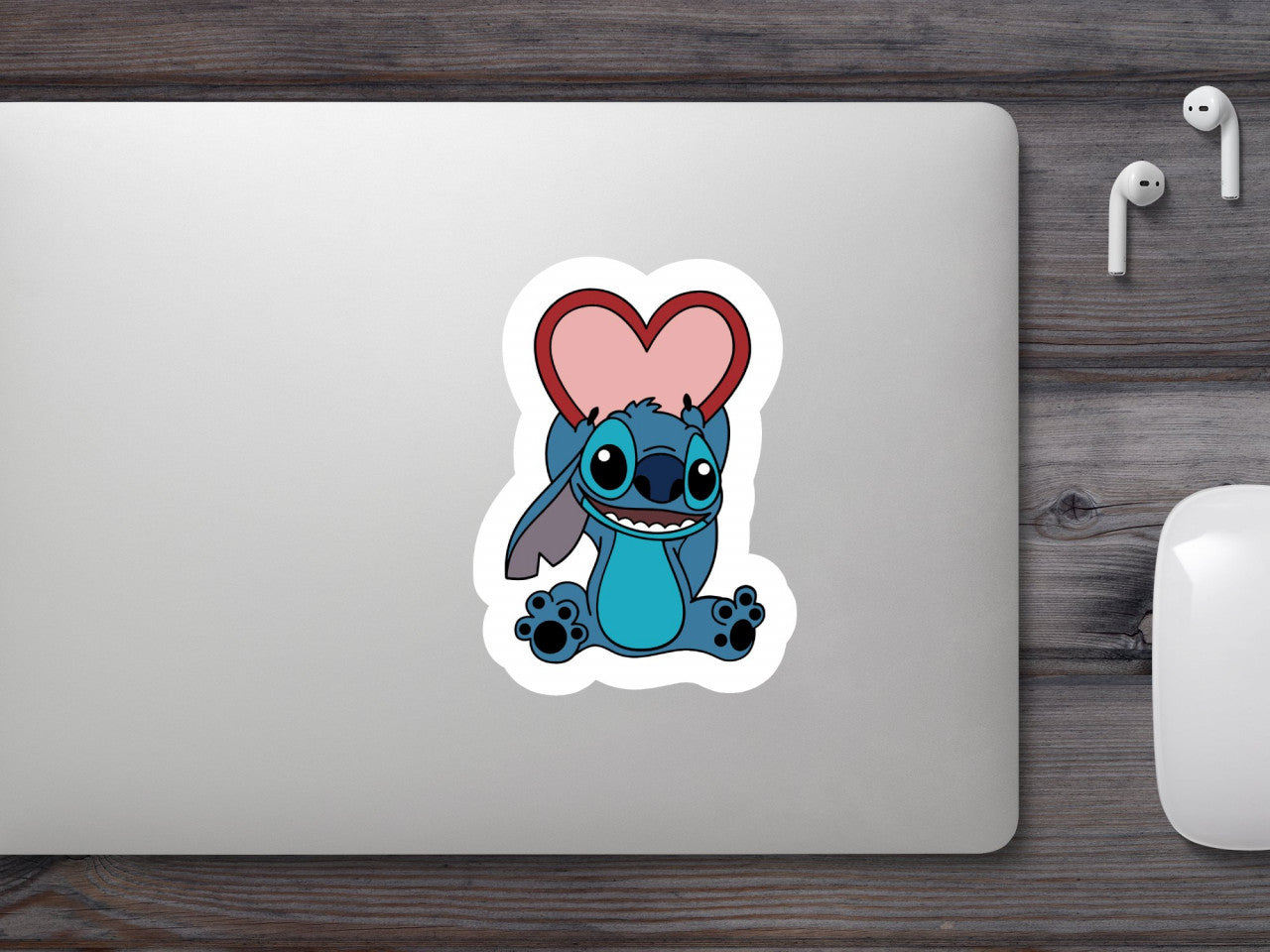 Set 5 bucati, Sticker decorativ, Lilo si Stitch indragostit, Rezistent la apa, NO9902, 6 cm, Multicolor