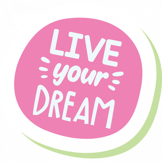 Set 5 bucati, Sticker decorativ, Live your dream, Rezistent la apa, NO9914, 6 cm, Multicolor