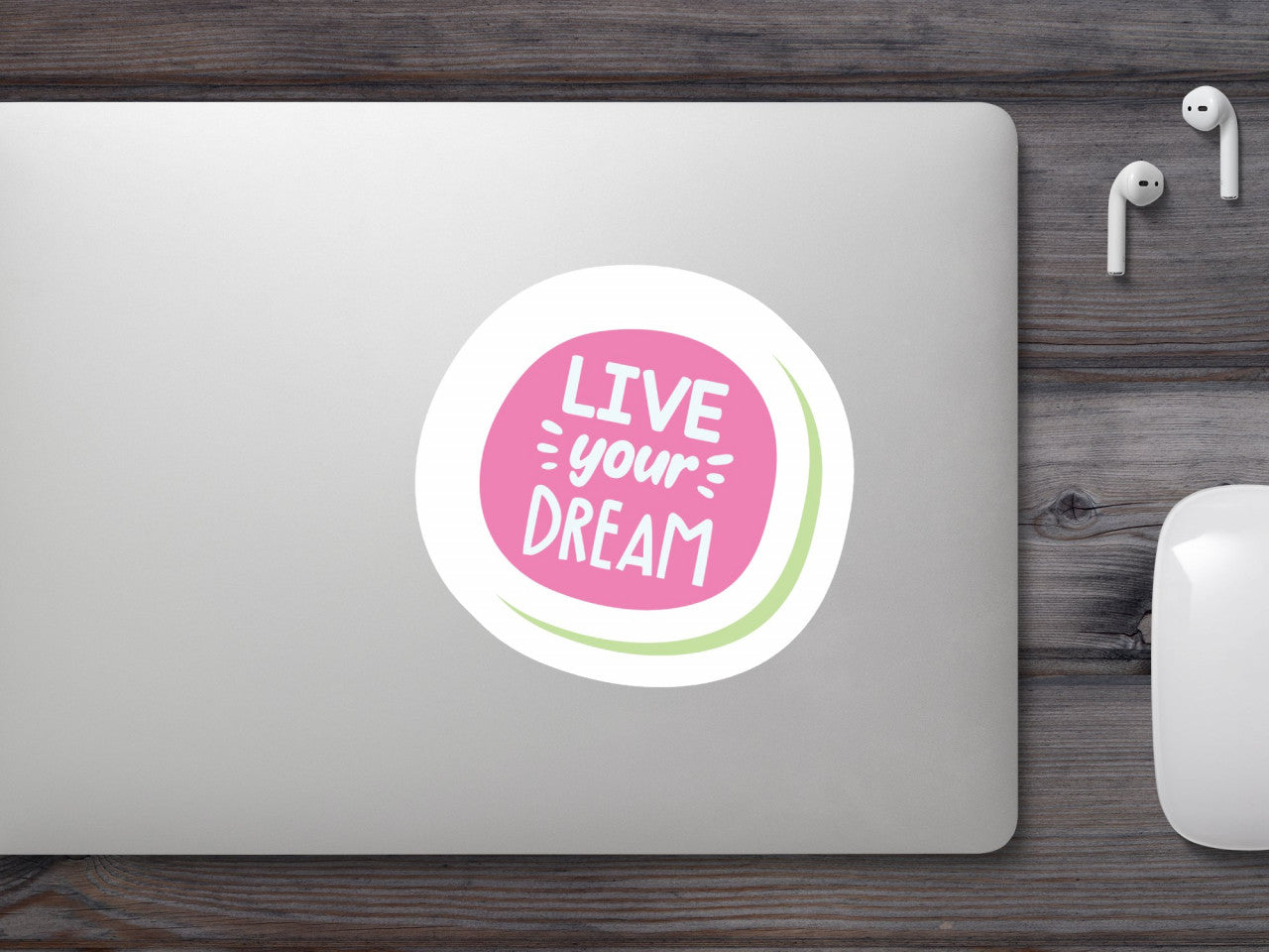 Set 5 bucati, Sticker decorativ, Live your dream, Rezistent la apa, NO9914, 6 cm, Multicolor