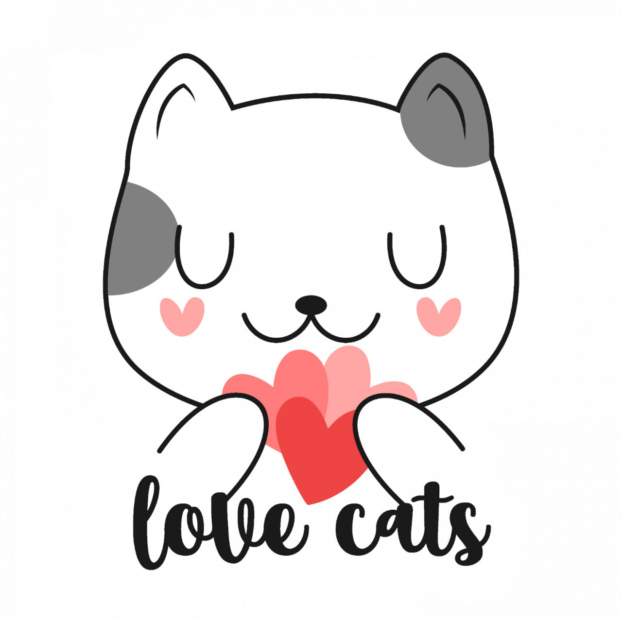 Set 5 bucati, Sticker decorativ, Love cats, Rezistent la apa, NO9928, 6 cm, Multicolor