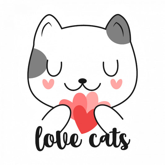 Set 5 bucati, Sticker decorativ, Love cats, Rezistent la apa, NO9928, 6 cm, Multicolor