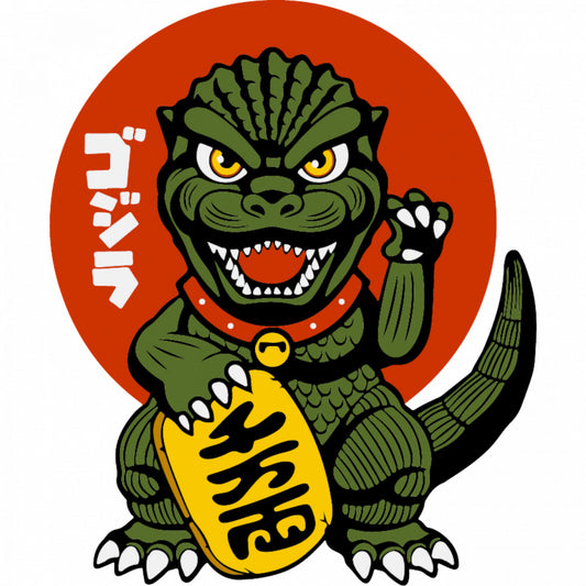 Set 5 bucati, Sticker decorativ, Lucky King Godzilla, Rezistent la apa, NO9940, 6 cm, Multicolor