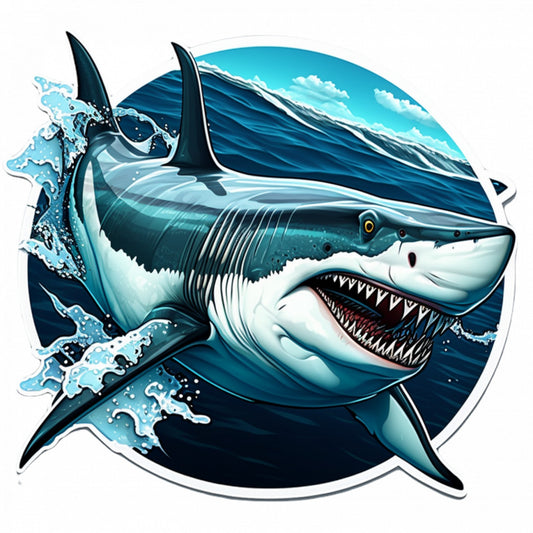 Set 5 bucati, Sticker decorativ, Marele rechin alb, Rezistent la apa, NO9979, 6 cm, Multicolor